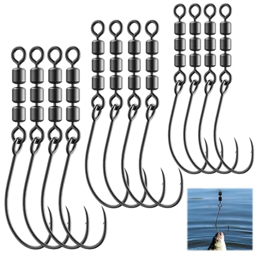 DOVBAN 12pcs Ganchos Pesados,Gancho Triple,Apto La Pesca En Agua Salada y Agua Dulce,Anzuelo Pesados y Nadadores,Juego De Pesca Resistentes Para Anzuelos