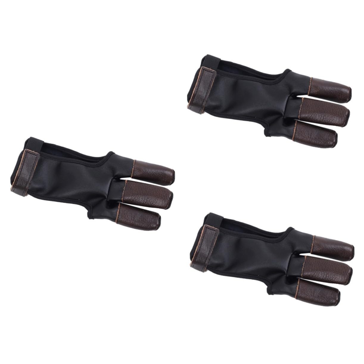 LIOOBO 3 Pcs Archery Three Finger Glove Bow Arrow Accessory Protective Sports Glove Pu Material Soft Easy Wear