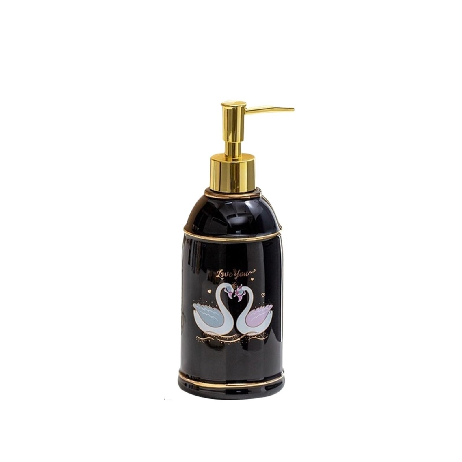 Bathroom 400ml Modern Ceramic Soap Dispenser Lotion Bottle For Kitchen And Bathroom Decorative Shampoo(Black)