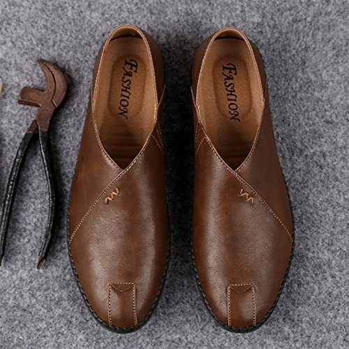 Mens Loafers Shoe Genuine Leather Pointed Toe Stitching Details Rubber Sole Anti-Slip Slip Resistant Lightweight Prom Wedding Slip-on2
