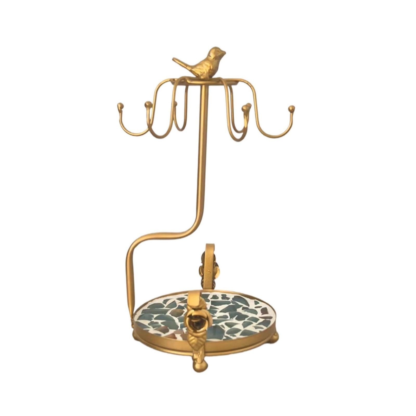 Kg2bVw9dP Jewelry Stand Iron Jewelry Stand with Bird Ornament Ceramic Tray Display Stand