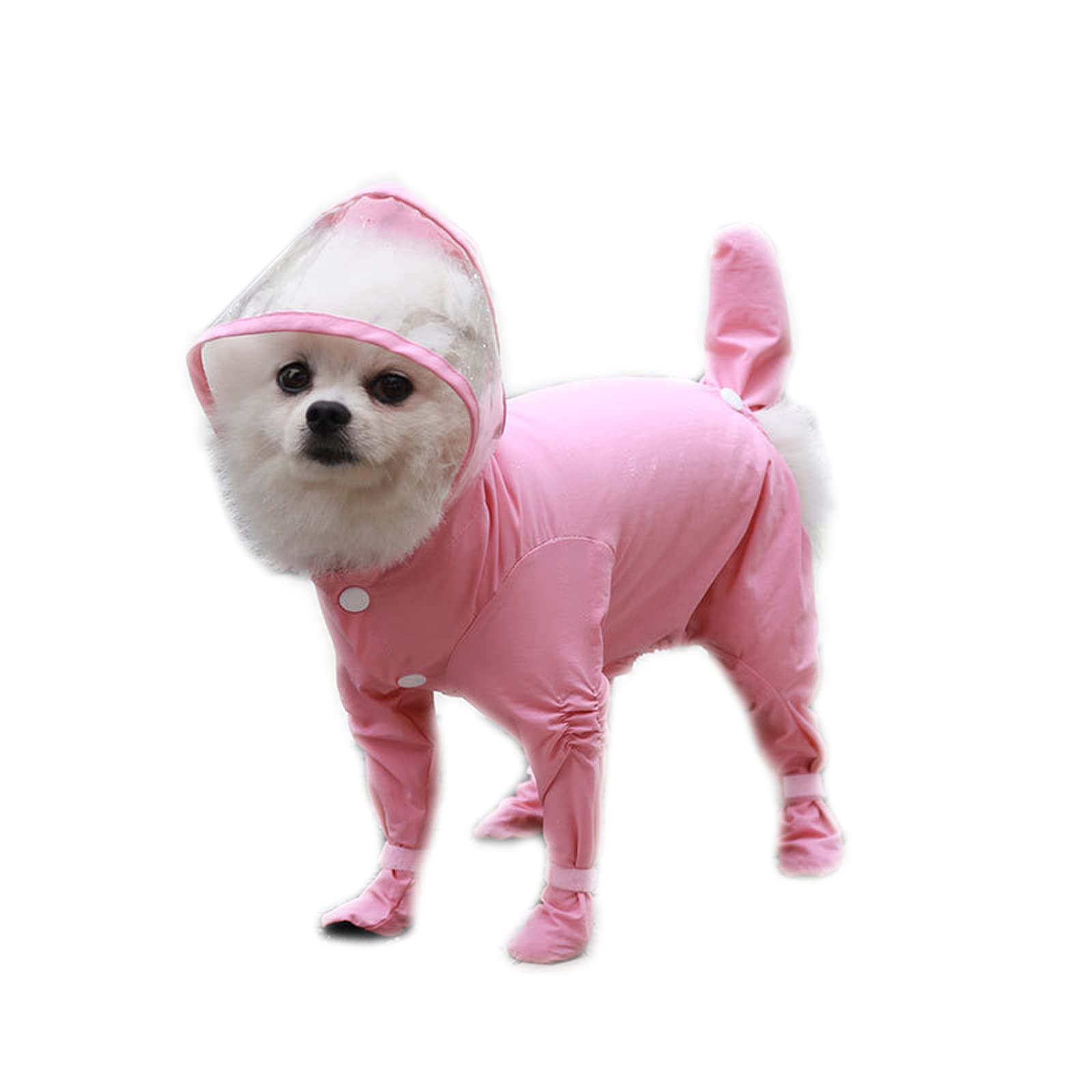 Imperméable pour Chien, Veste imperméable pour Chiots, imperméable à Capuche pour Petits Chiens, Bottes pour Tout Le Corps, Combinaison légère et Respirante, Poncho de Pluie (Pink S)