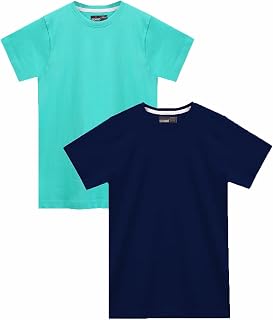 DECHADO Kids 100% Cotton Solid Combo T-Shirt Maroon and Navy Blue Round Neck Half Sleeve Boys Girls Casual Wear Pack of 2 ... Price In India