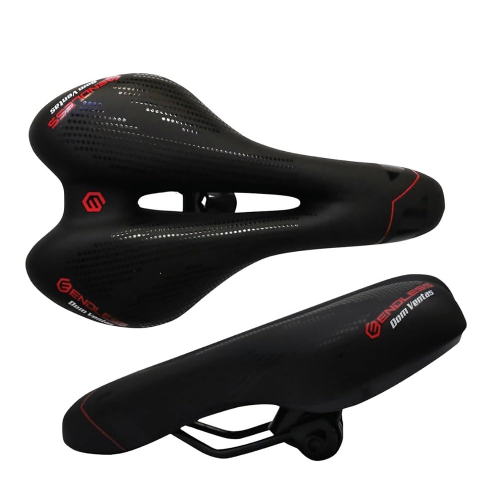 Endless EL1047 Sleek Cycle Seat with Red Reflective Safety Strip | Black | Material : PU | Universal Memory Foam Seat with Breathable, Shock Absorbing and Waterproof Bike Saddle for All Type of Bikes