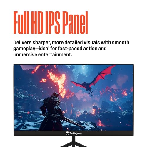 Image of Westinghouse 24 Inch Gaming Monitor, IPS, 180Hz, 1ms, Built in Speakers, HD 1080P, 110% sRGB, AMD FreeSync, Eyecare, Computer Monitor for Office, PC & Console Games, DisplayPort, HDMIx2 /Gaming Mode