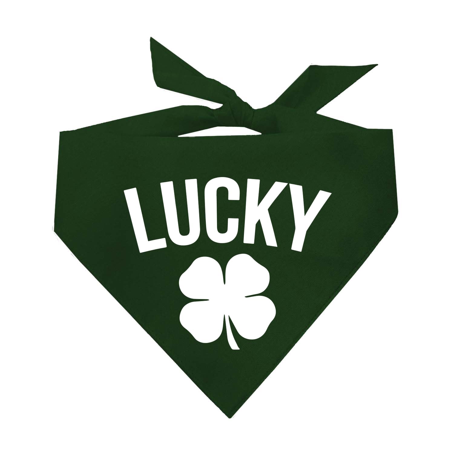 Lucky Dog Bandana | 100% Adjustable Cotton Triangle | Made in USA | Funny St. Patrick's Day Photoshoot Prop | Shamrock | Drinking Bar Parade Event Or Party | Dark Green (37)