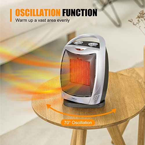 Portable Oscillating Electric Space Heater 1500W/750W Personal Room Heater With Thermostat, Small Desk Ceramic Heater, Tip Over And Overheat Protection Etl Certified For Office Indoor Bedroom (Black) #TOP4