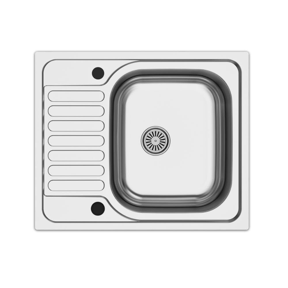 Lavello cucina vasca da incasso acciaio gocciolatoio reversibile 50x58 cm