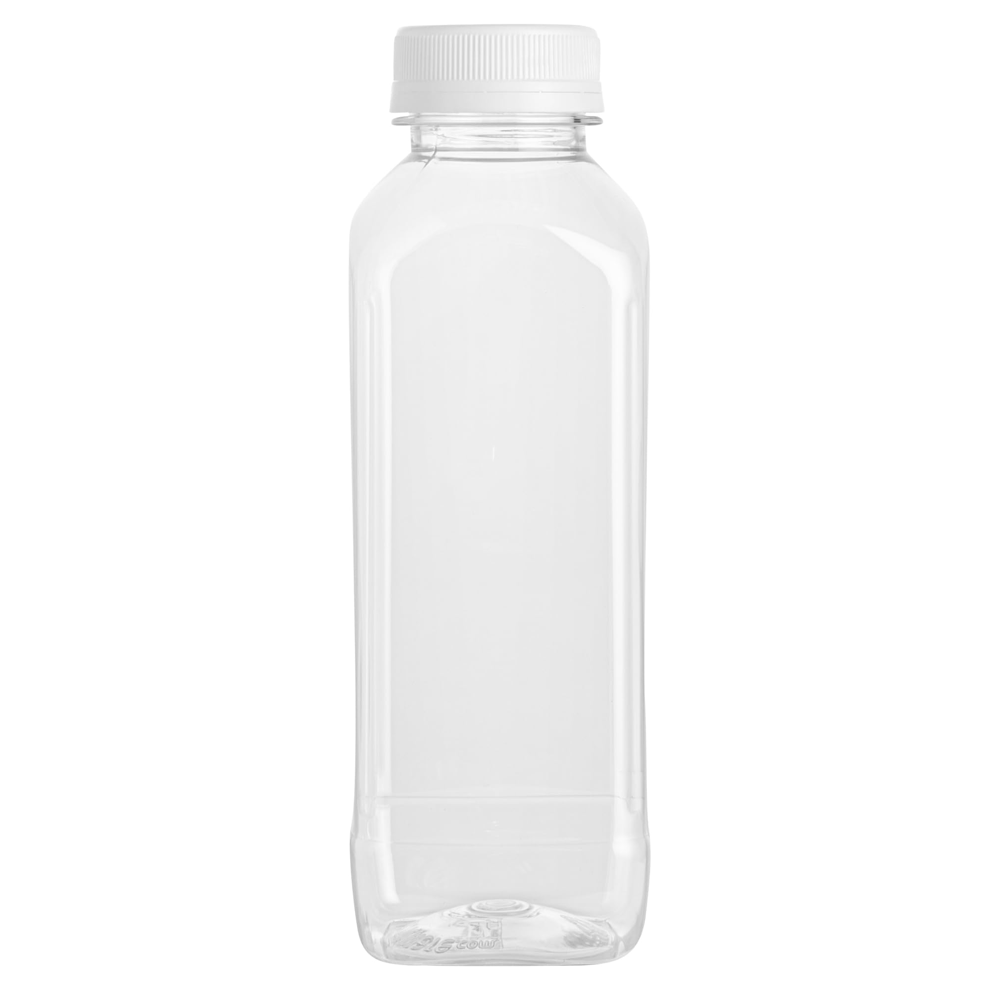 Restaurantware Botella Tek de 16 onzas para jugo, 1 botella con tapa, incluye etiqueta, tapa, cepillo y embudo, recipiente vacío de plástico transparente, para batidos, leche o agua
