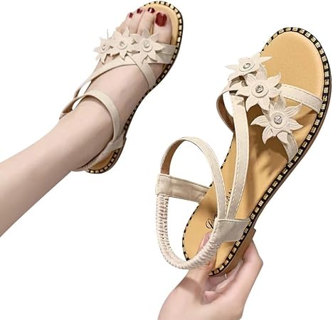 Sandalias De Moda De Las Mujeres，Las Mujeres Lady Roma Retro Sun Flower  Open Toe Sandalias Concisa Plana Outsid Señoras Zapatos Calzado De Playa :  Amazon.es: Zapatos y complementos
