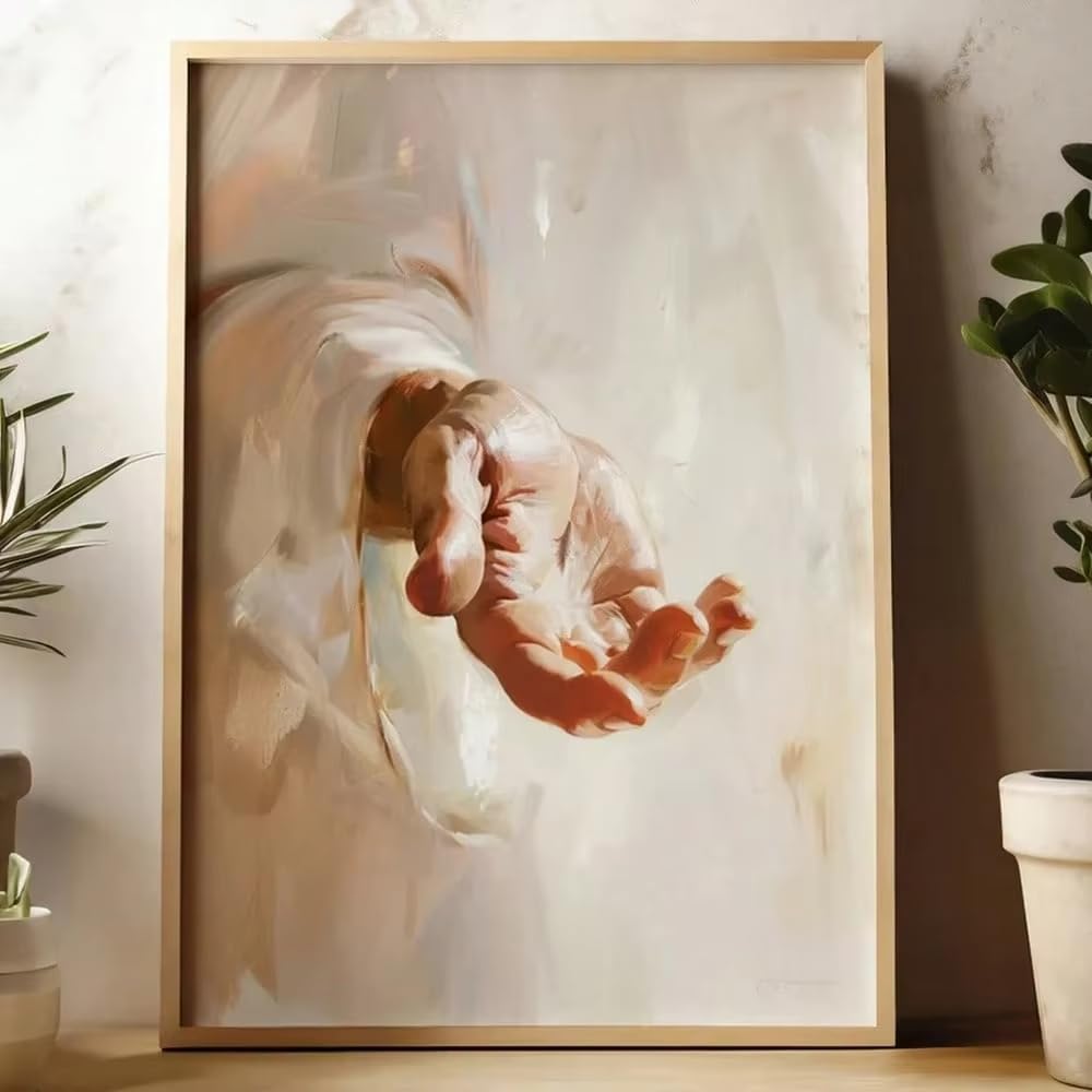 Art chrétien toile mains de Jésus-Christ 80x140 cm tableau minimaliste déco - 8