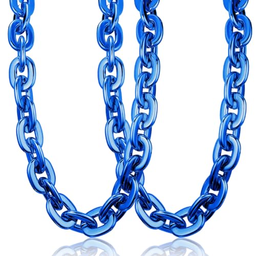 2 Pcs Jumbo Plastic Chain Necklace Hip Hop Rapper Big Fake Necklace for Men Halloween Costume Accessory, 39.4 Inch/100cm