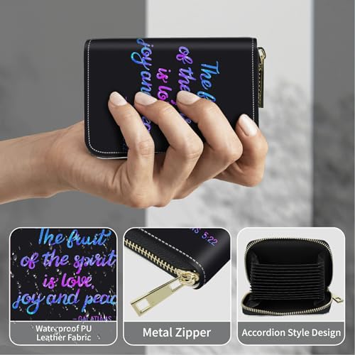 Image of Cute Credit Card Holder with Zipper, Bible Verse RFID-Blocking Card Case Small Wallet for Women Men, Multi-slot Card Organizer Case Travel Accordion Wallet