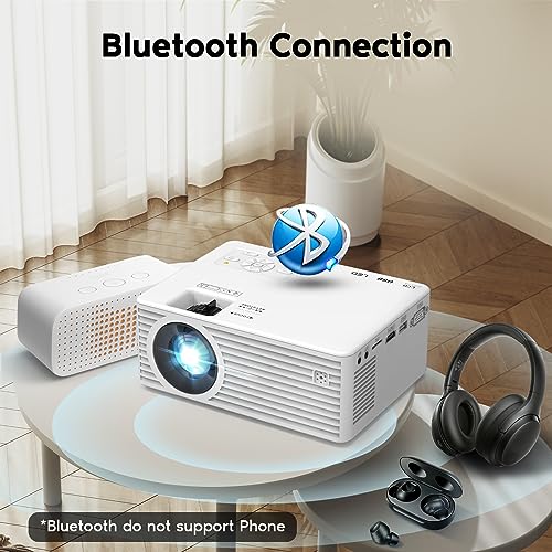 Mini Projector with 5G WiFi and Bluetooth (with Tripod), 1080P Supported 10000Lm Outdoor Projector, Portable Movie Projector Compatible with TV Stick, iOS, Android, PS5, HDMI, USB