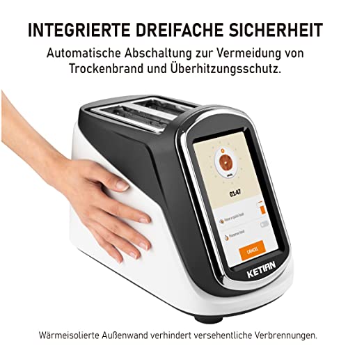 Smart Toaster, Touchscreen, KETIAN Toaster, automatisches Heben und Senken, wärmeisoliertes Gehäuse, 7 Bräunungsstufen, abnehmbare Krümel Schublade, 1400 W 4 Smart Toaster, Touchscreen, KETIAN Toaster, automatisches Heben und Senken, wärmeisoliertes Gehäuse, 7 Bräunungsstufen, abnehmbare Krümel Schublade, 1400 W