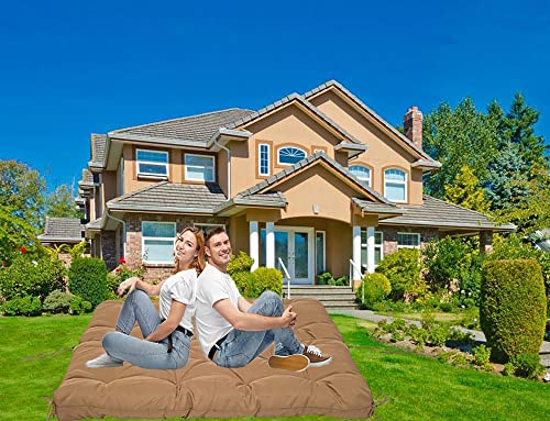 Thicken 5"Swing Pad For Garden Patio Chair Cushions Waterproof 2-3 Seater Outdoor Indoor Swing Replacement Seat Cushions High Elastic Pp Cotton Filling Patio Loveseat Cushion,60"X40"/Light Brown #TOP2