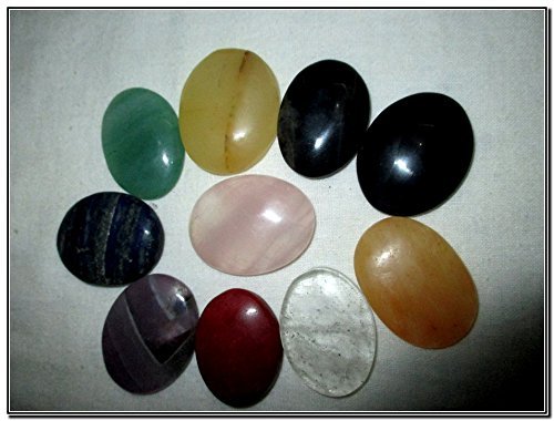 Fantastic 10 Chakra Gemstone Oval Stone Set Palm Worry Stone Thumb Stone Crystal Therapy Geometry Platonic Solid Sacred Air Water Earth Fire Hexagon Tetrahedron Hexahedron Icosahedron Square #TOP1