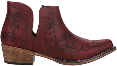 Roper Womens Ava Harness Snip Toe Casual Boots Ankle Low Heel 1 2 Brown