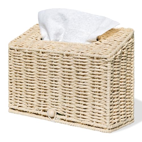 Furrywise Hand Towel Box Cover Compatible with Kleenex Hand Towels, Paper Rope Hand Towel Holder for Bathroom, Kitchen and Bathroom, Off White by Furrywise - Used condition - US$19.40