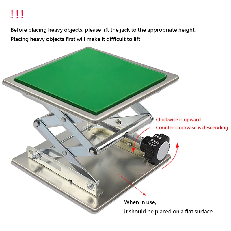 Image of Stainless Steel Lab Jack with Rubber Pad, Stand Table Lift Laboratory Mini Scissor Stand Platform ((6 inch x 6 inch, 10kg / 22b))