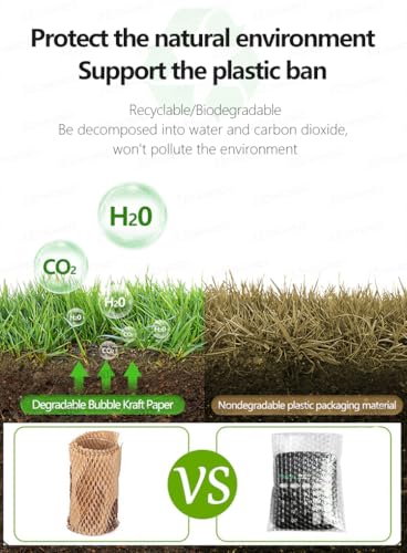 Honigwaben-Verpackungspapier 30cm breit Umweltfreundliches recycelbares & biologisch abbaubares Polstermaterial für Umzug, Produkte & Geschenke, inkl. 20 Zerbrechlich-Aufklebern (30cm x 18m)