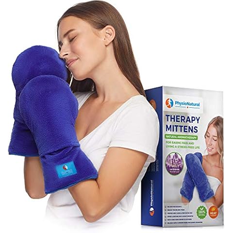 Microwave Safe Therapy Mittens with Flax Seeds - Moist Heat Therapy Relief for Hands and Fingers for Stiff Joints, Trigger Fingers, Inflammation, Raynauds, Carpal Tunnel, Natural Aromatherapy Gloves Cover