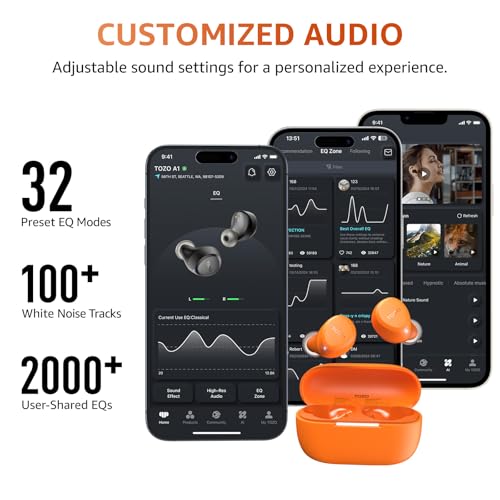 Image of TOZO A1 Wireless Earbuds Bluetooth 5.3 Light Weight in Ear IPX5 Waterproof Headphones 2 Mic for AI Calls, Immersive Premium Sound Bass Headset with Charging Case, 32 Presets EQ Customization via App
