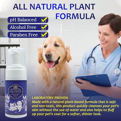 Waterless Dog Shampoo No Rinse, Dry Shampoo for Dog Odor Control and Itching Skin Relief, Mild Formula for Sensitive Skin. Dog Dry Shampoo for Smelly Dogs, Puppies and Kittens Waterless Dog Shampoo No Rinse, Dry Shampoo for Dog Odor Control and Itching Skin Relief, Mild Formula for Sensitive Skin. Dog Dry Shampoo for Smelly Dogs, Puppies and Kittens