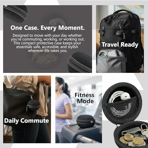 Image of GadgetBite Earphone Carrying Case, Multi-Purpose Travel Organizer for Earphones, Headsets, Pen Drives, SD Cards, Shock-Proof Ballistic Nylon, Soft Fabric, Mesh Pocket for Accessories - Black