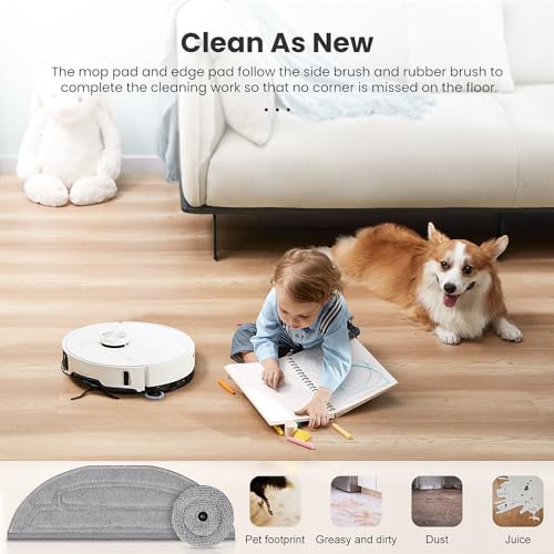 Image of 12 Pack Mop Pads Refills for Roborock S8 MaxV Ultra / S8 Max Ultra Robot Vacuum, 6 Pack Mop Cloth with Dual Sonic Vibrations Modules, 6 Pack Edge Mop Pads Accessories