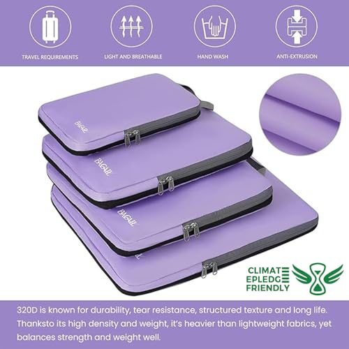 Image of BAGAIL 4 Set /6 Set /8 Set Compression Packing Cubes Travel Accessories Expandable Packing Organizers(Lavender ClothPattern 4 Set)