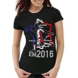 style3 EM 2016 Frankreich Fan Damen T-Shirt France alle Spielorte, Farbe:Schwarz;Größe:M