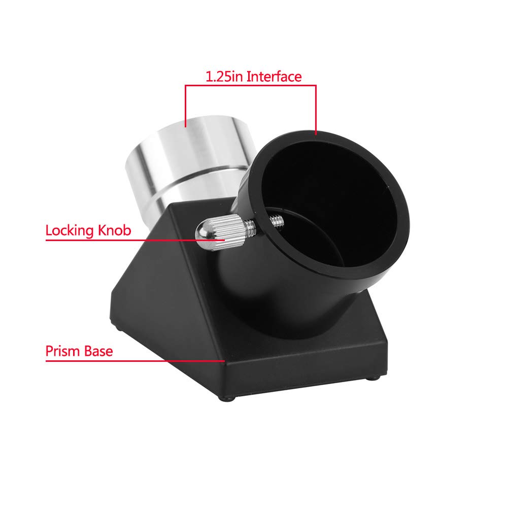 Yunir Miroir 1,25 ", Adaptateur Diagonal à 90 degrés érigeant Un Miroir à Prisme d'image pour réfracteur et télescopes catadioptriques