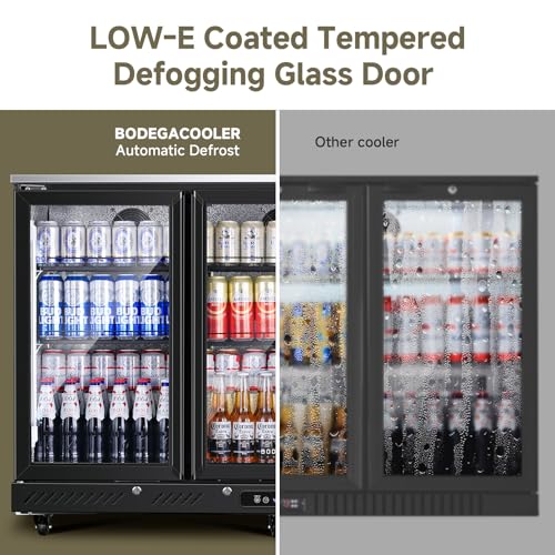 Image of BODEGACOOLER Back Bar Cooler with 3 Glass Doors,12 Cu.Ft Undercounter Commercial Bar Beverage Refrigerator,Stainless Steel Top Drink Fridge for Beer Soda LED Lighting,DOE Approved,Restaurant,Store