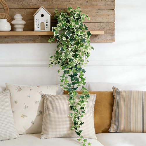 ASOUUNLD Plante Artificielle Tombante, Lierre Artificiel 130CM Faux Lierre Plante Artificielle Fausse Plante Tombante Plantes Artificielles Suspendues Deco...