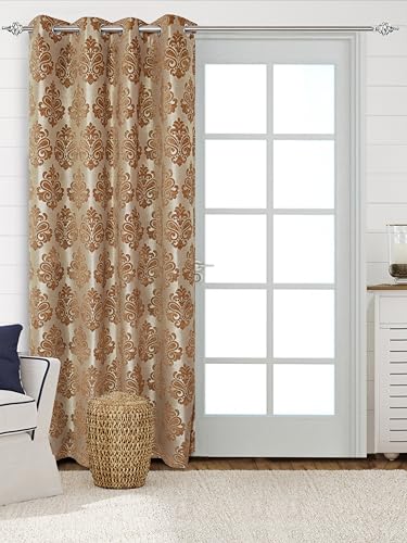 Image of Saral Home Medallion Chenille Blackout Door Curtains 1pc, Gold 4x7 Ft