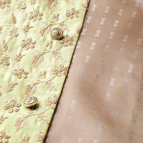Image of SOJANYA (Since 1958 Men's Cotton Linen Maroon Kurta and White Pyjama with Mustard Cotton Nehru Jacket