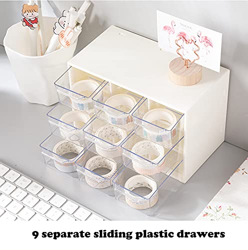 Mini Desk Organizer With Drawers, Office Supplies And Jewelry Storage Case 9 Drawers - White #TOP6