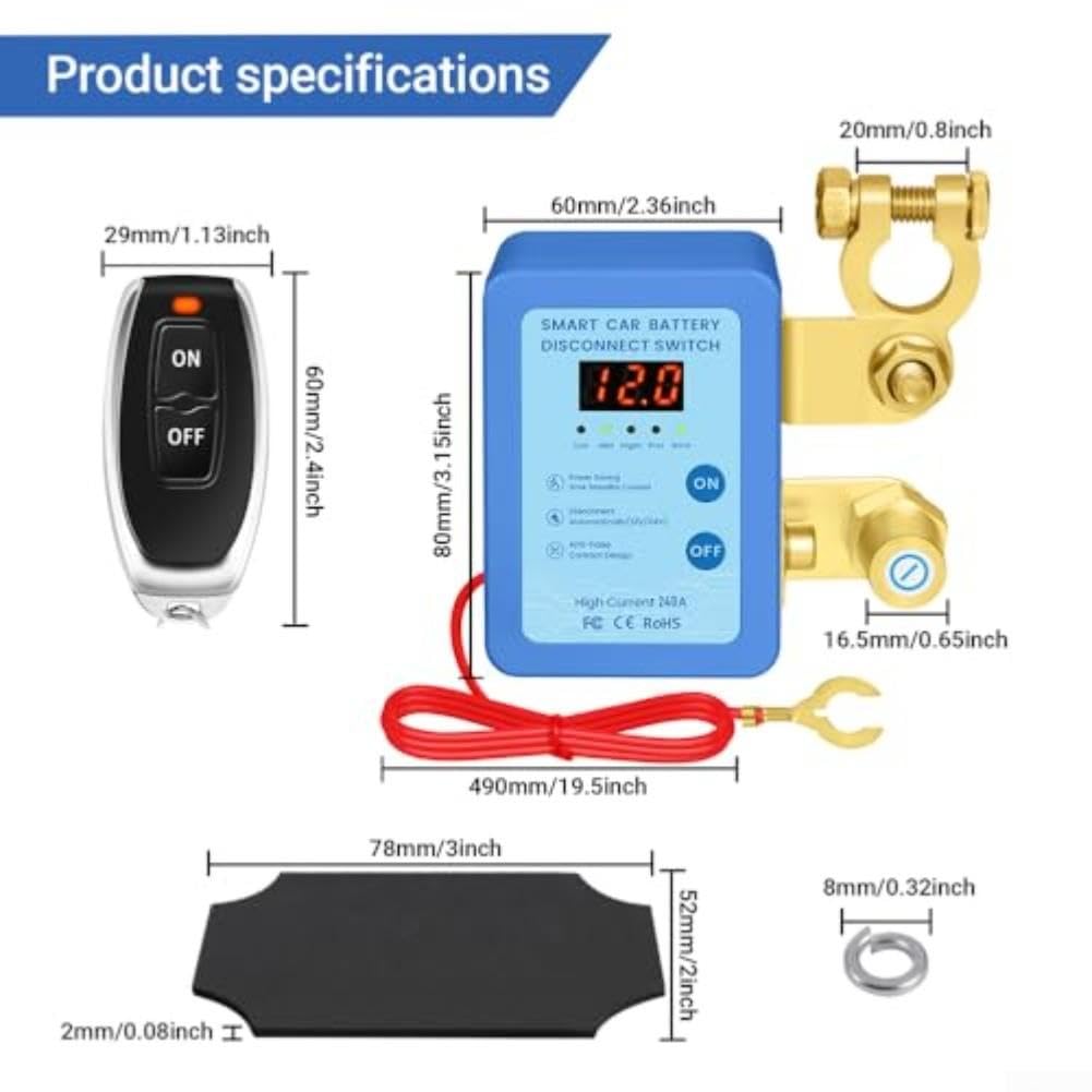 12V 240A Interruttore separatore batteria telecomando per Smart Cut-Off
