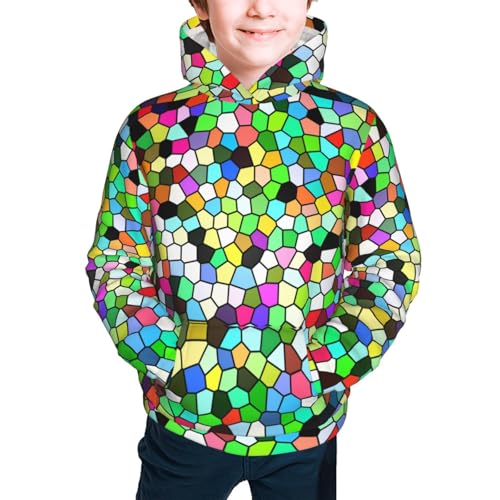 Colorful Tie Dye Stained Glass Kid Hoodies Boys Sweatshirts Girls Pullover with Pocket3