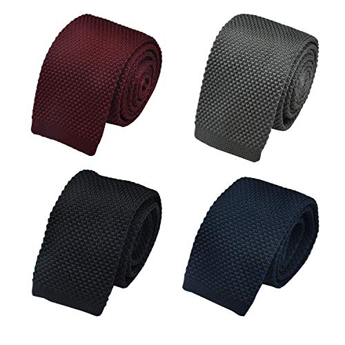 Knit Tie For Men Solid Slim Casual Business Knitted Ties Set 4, A, Size MIDDLE