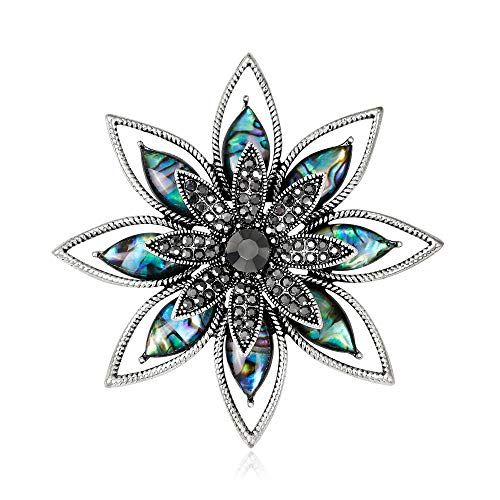 Image of Ladies Men's Universal Brooch Party diamond-set jewelry Brooch Pin Delicate gift for Valentine's Day-Blue Flower Brooch for Women - Large Floral Lapel Pin, Nature-Inspired Dress Accessories with Light Wave Design
