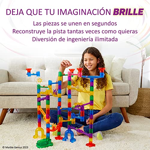 Marble Genius Marble Glow Run Race Track Set Glow In The Dark (200 Pcs) Stem Educational Building Block Toy, Instruction App Access & Full Color Instruction Manual, Great Gift For Kids, Super Set #TOP3