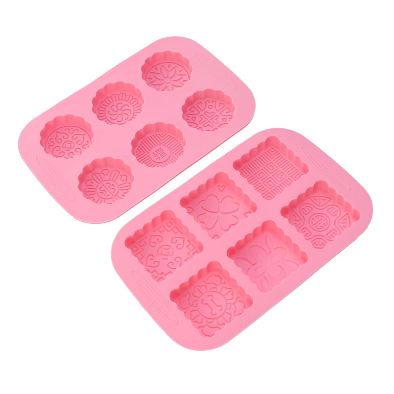 LABRIMP 4 Stück Keksformen Kreis-ausstecher Kreisplätzchen Plätzchenausstecher in Blütenform Mondkuchenformer Ausstechformen Rosa
