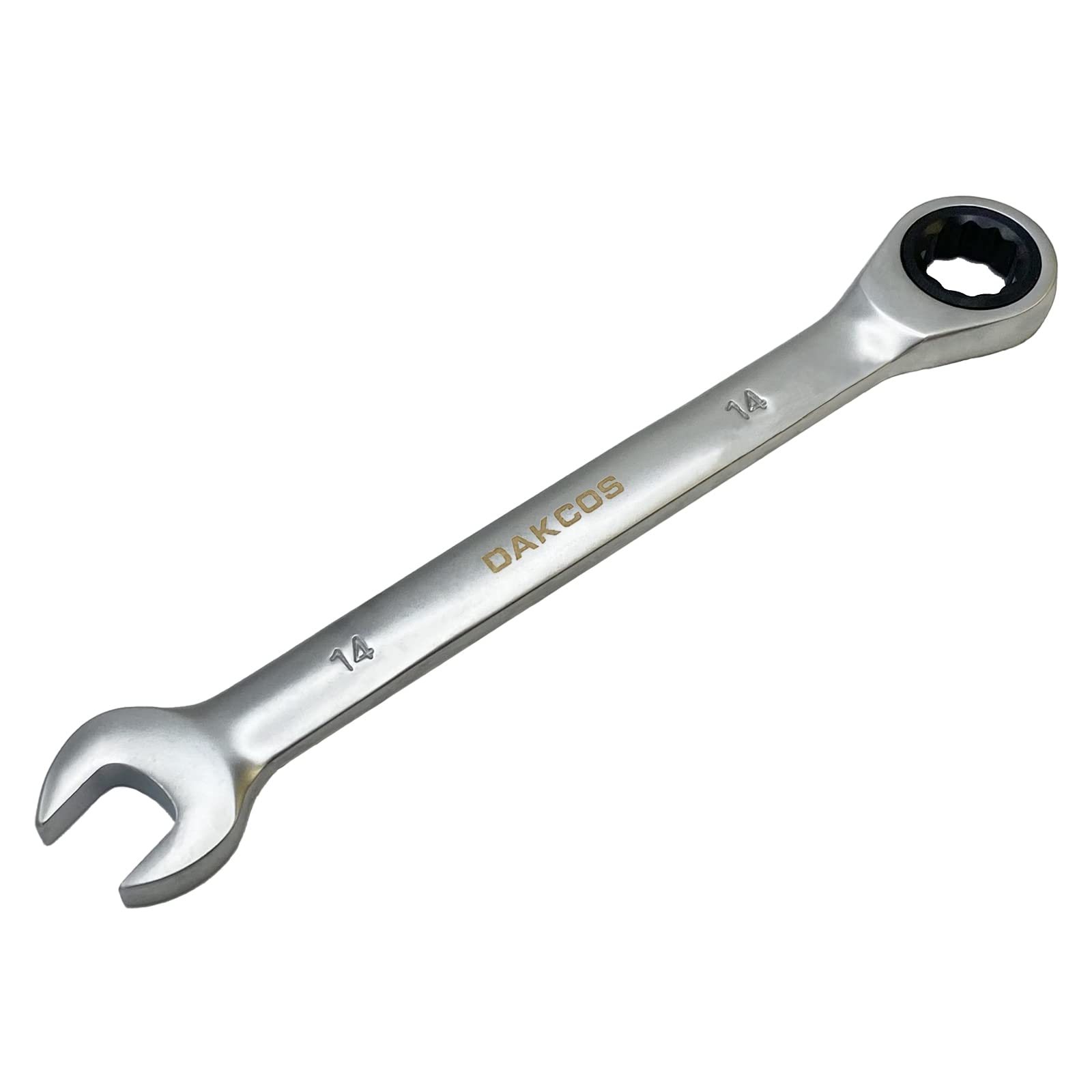 DAKCOS Fixed Head Ratchet Spanner 14mm Ratcheting Combination Wrench Chrome Vanadium Steel