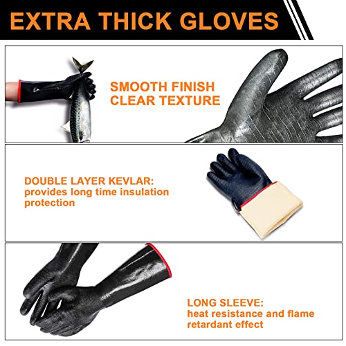 Bbq Grill Gloves/Oven Mitts Heat Resistant - 18 Inch 1472℉ Barbecue Gloves Heat Proof For Men & Women - Smoker Gloves For Grilling - Waterproof/Fireproof/Oil Resistant #TOP2