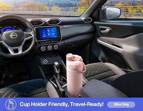 Image of POWCAN 26 oz Insulated Water Bottle with 2-in-1 Straw and Spout Lid, Keep Cold 24H, Leak-Proof, Fits in Car Cup Holder, Stainless Steel Water Bottle for Sports, Travel, and School (Lupine)