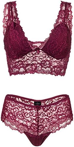 Women's 2 Piece Lingerie Set for Honeymoon Boudoir (X-Small, Red)