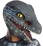 From Jurassic World: Fallen Kingdom comes this fun Blue Velociraptor mask! Designed for use as a child's costume accessory, 3/4 mask is made of vinyl. Made by Rubies.