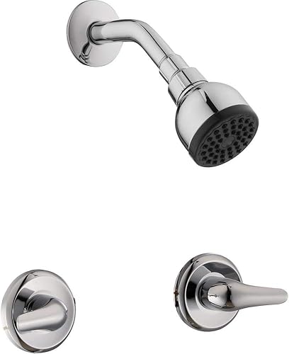 Glacier Bay Aragon - Grifo de ducha con 2 manijas y 1 pulverizador en cromo (válvula incluida)